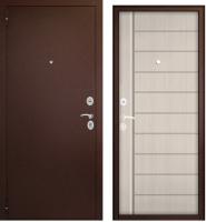 Тульские двери Е2 ВИТА-НОВ 70мм, (антик медь, накл.МОН, замок 1512,  МДФ ЛИСТВЕННИЦА БЕЛЕНАЯ), хром (1800*860, L, левая)