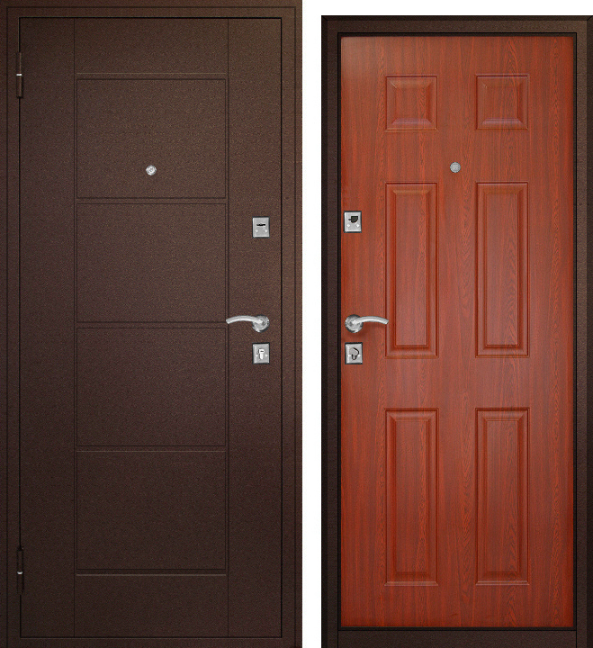 Дверь металл модель Форпост 73 Орех, 2050*860, левая, лот Н891027
