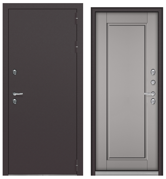 TERMO SPLIT MP, МДФ эмаль светло-серая 10TSD-0 (2050*880, правая, нержавеющий порог, букле шоколад, хром)