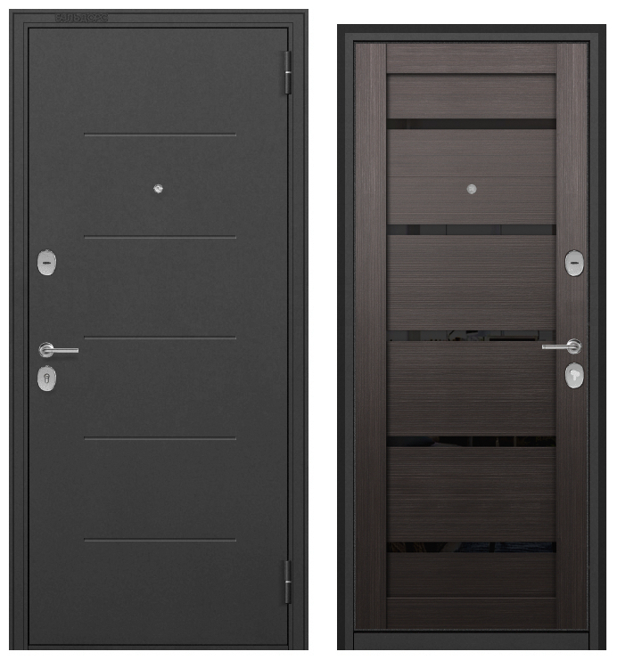 BULDOORS FAMILY ECO, RL-3, МДФ ларче шоколад CR-142 lakobel black, 2 замка, 2050*860, правая, черный муар металлик, хром, лот 43552713