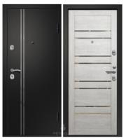 Дверь мет МЕДЕЯ 321 М1 Сатин черный, Дуб нордик ДУБЛИН (зеркало), хром (2050*960, R, правая)