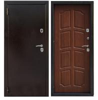 Тульские двери Б45 ТERMO ФЛАГМАН (медь,МДФ12мм ОРЕХ ГРЕЦКИЙ,2 петли, 1,5мм сталь, хром) (2050*960, левая, термо)