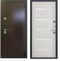 Тульские двери  Б26 ВЕНА Капучино,черн.муар,Царга, белое стекло,два контура,  хром  (2050*960, правая)