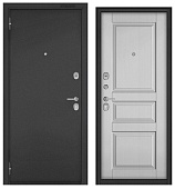 Бульдорс ФЭМЕЛИ МАСС, букле антрацит, МДФ дуб белый матовый МД-2, хром (2050*960, левая, Ночная задвижка)