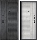 Дверь металл Грейвуд (МДФ бетон урбан индиго/МДФ бетон урбан милк) (2050*960, правая, шагрень 7024, черн.фурн)