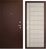 Тульские двери Е2 ВИТА-НОВ, хром (антик медный, МДФ Бьянка (Лиственница беленая)) (2050*960, левая, плоские ключевины)