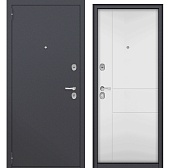 Дверь металл Тефия (шагрень 7024/МДФ белый матовый) (2050*860, левая)