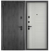 Дверь металл ТОРЭКС Х7 ПРО PP, ПВХ Бетон темный, X-HT2, ПВХ Ферро, X6-HT2, черн квадр (2050*860, L, левая, темно-серый букле графит, черн.фурн)