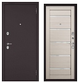 ФЭМЕЛИ ЭКО, МДФ ларче бьянко СР-142 лакобель белое, 2 замка (2050*860, правая, Ночная задвижка, букле шоколад, хром)