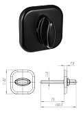 Ручка поворотная BKW8x75.K.XL62  BL-24 (квадрат, черный)