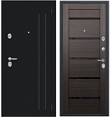 Тульские двери Б28 ВЕНА НОВ Ларче шоколад, черн.муар, царга, черное стекло, два контура, хром  (2050*860, правая)