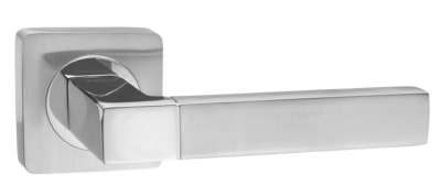 Ручка дв. на квадр. розетке Милан, хром мат.-хром бл.