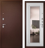 Дверь мет. Беркана (медный антик/МДФ белый матовый, зерк.вставка) (2050*960, правая)