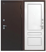 Дверь мет Т-6 (ТЕРМО) Медный муар, МДФ 10 мм Кашемир белый, хром (2050*860, R, правая)