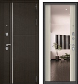 Дверь металл Теплолюкс ( МДФ венге / МДФ сандал белый ЗЕРКАЛО ) (2050*960, правая)