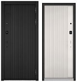 Бульдорс СИТИ СМАРТ, БЕЗ ЭЛ.ЗАМКА, МДФ ч.мат.10SM-161, бел.софт 10SM-161 (2050*860, правая, нерж. порог, черный муар металлик, черный)