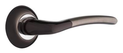 Дверная ручка Лацио на круглой розетке черный никель