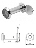 Глазок DV3, 16/50*90 хром (для толщины двери от 50мм до 90мм)