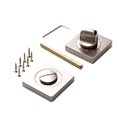 Завертка на квадратной розетке РЕНЦ (никель матовый/никель блестящий, арт. INBK 02 SN/NP)