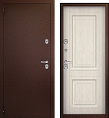 Тульские двери Б35 Термо SIP(медь,  МДФ 12мм лиственница беленая,2петли,1,2мм, хром) (2050*860, L, левая)