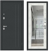 Тульские двери  А70 Зеркало, букле графит, тиснение, МДФ22мм царга  с Зеркалом, Бетон снежный, хр (2050*960, L, левая)