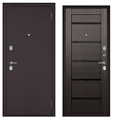 ФЭМЕЛИ ЭКО, МДФ ларче шоколад СР-142 лакобель черное, 2 замка (2050*860, правая, Ночная задвижка, букле шоколад, хром)