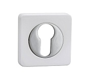 Накладка на цилиндр на квадратной розетке РЕНЦ (белый супер матовый/хром блестящий, арт. INET 02 MSW/CP)