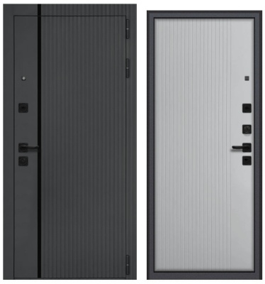 Дверь металл GT-34 (МДФ силк титан / МДФ грей софт)