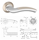 Ручка дверная 0826 (LOGICA) (мат.никель/хром, квадрат 140 мм)