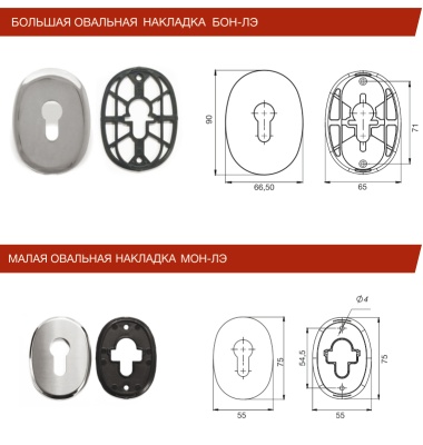Накладка декоративная овальная (цил.)  (хром)