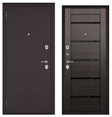 ФЭМЕЛИ ЭКО, МДФ ларче шоколад СР-142 лакобель черное, 2 замка (2050*960, левая, Ночная задвижка, букле шоколад, хром)