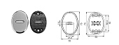 Накладка врезная овальная (сувальдный.)  (хром) (МОН-СА (75*55мм)2 шт комплект хром. малая овальная с шторками автомат )