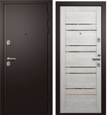 Дверь мет  МЕДЕЯ-340 Сатин черный(Дуб нордик ДУБЛИН (зеркало), хром