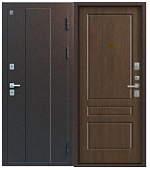 Дверь мет Т-6 (ТЕРМО) NEW,Медный муар, МДФ 10 мм Дуб янтарный, хром (2050*860, R, правая, магнит.уплотнит, нерж.порог)