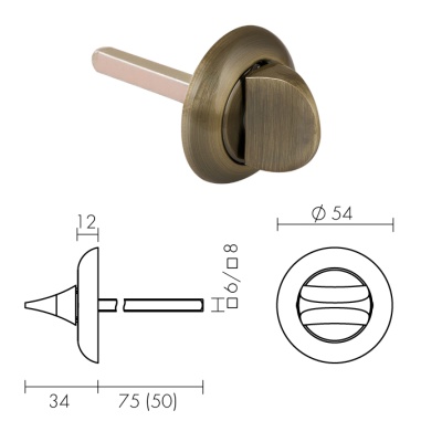 Ручка поворотная BKW8x75.R.HMR54  ABG