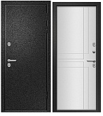 Дверь мет ВЕСТА (TEРMO) Букле черный,МДФ 10 мм, винорит Белый, хром (2050*960, R, правая, термо)