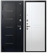 Дверь мет V-06, Черный муар, ПВХ Белый, хром (2050*960, L, левая)