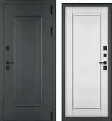 Дверь металл Гемера (ТЕРМО, муар 7016/МДФ белый матовый) (2050*860, правая, черн.фурн)