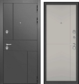Дверь металл Фьюжн 8,5 см (МДФ графит / МДФ антискретч миндаль) (2050*860, правая, черный муар, хром фурн.)