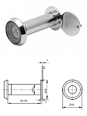 Глазок DV3, 16/50*90 хром (для толщины двери от 50мм до 90мм)