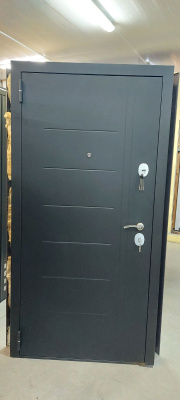 Тульские двери Б27 МАДРИД, черный муар, МДФ бьянко, черное стекло, 2050*960, левая, лот н891176
