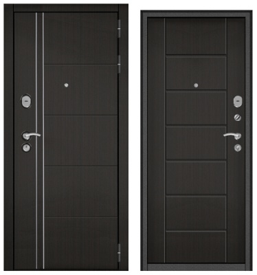 Дверь металл Теплолюкс (МДФ венге с молдингом/МДФ венге)