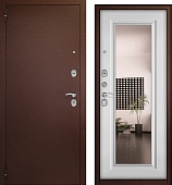 Дверь мет. Беркана (медный антик/МДФ белый матовый, зерк.вставка) (2050*860, левая)